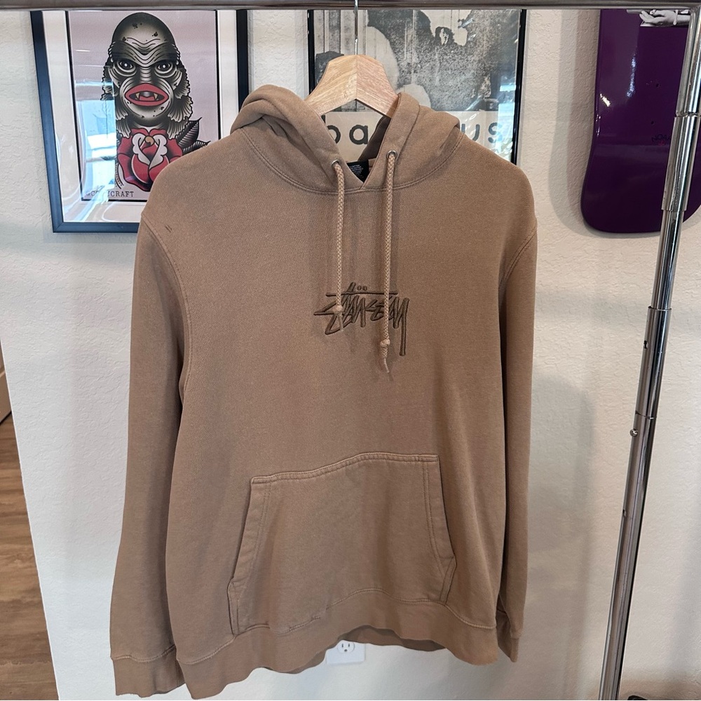 Brown stussy hoodie made In USA